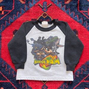 Vintage 1996 Space Jam Looney Tunes Monstar Graphic Crewneck Kids Sweatshirt